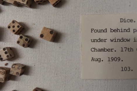 Dice in museum at Haddon Hall